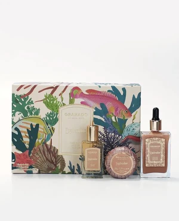 Kit Iluminador + Perfume + Sabonete em Barra Esplendor